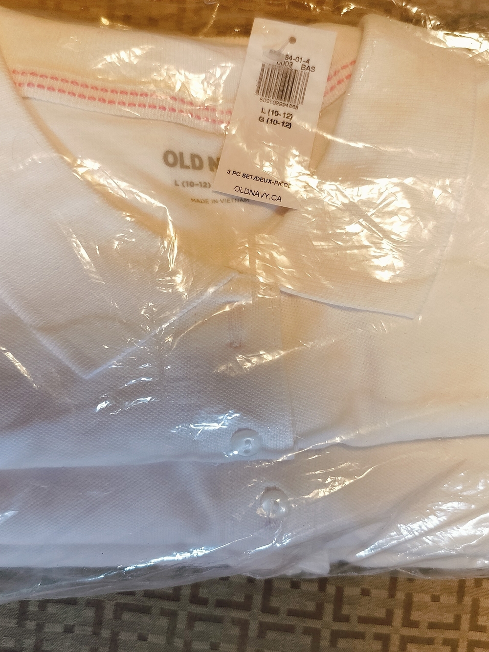 Old Navy Girl's White Polo And Navy Pants Bundle 10-12